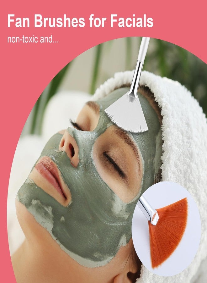 Kifmurase 100PCS Fan Brushes with Disposable Face Towels, Facial Applicator Brush Ultra Soft Makeup Remover Dry Wipes Cloth, Esthetician Cosmetic Brush Face Mask Brush for Mud Cream, Makeup Peel - Image 5